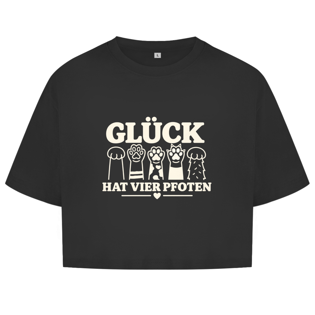 Glück hat vier Pfoten - Oversize Crop Top Damen