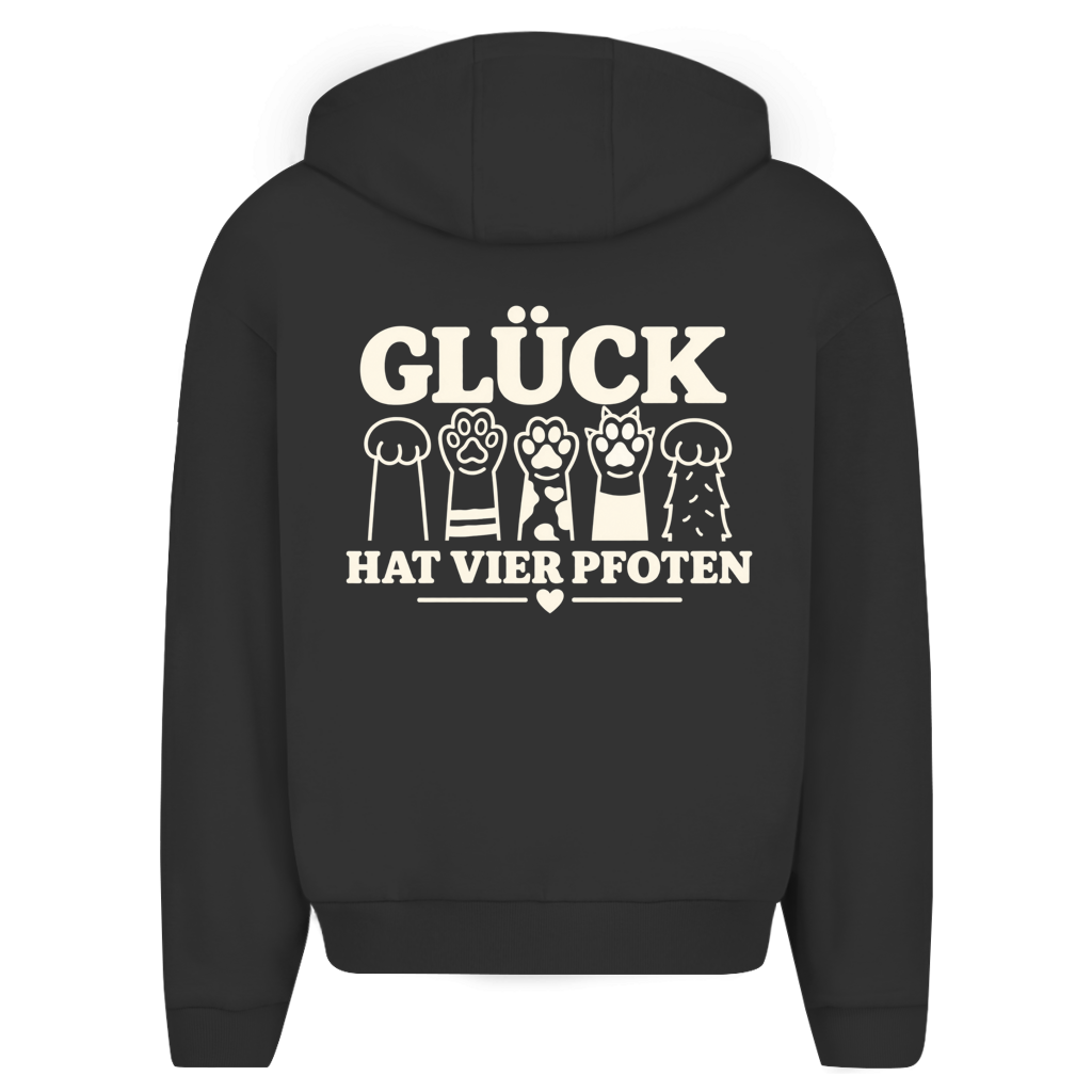 Glück hat vier Pfoten - Unisex  Oversize Zipper Hoodie