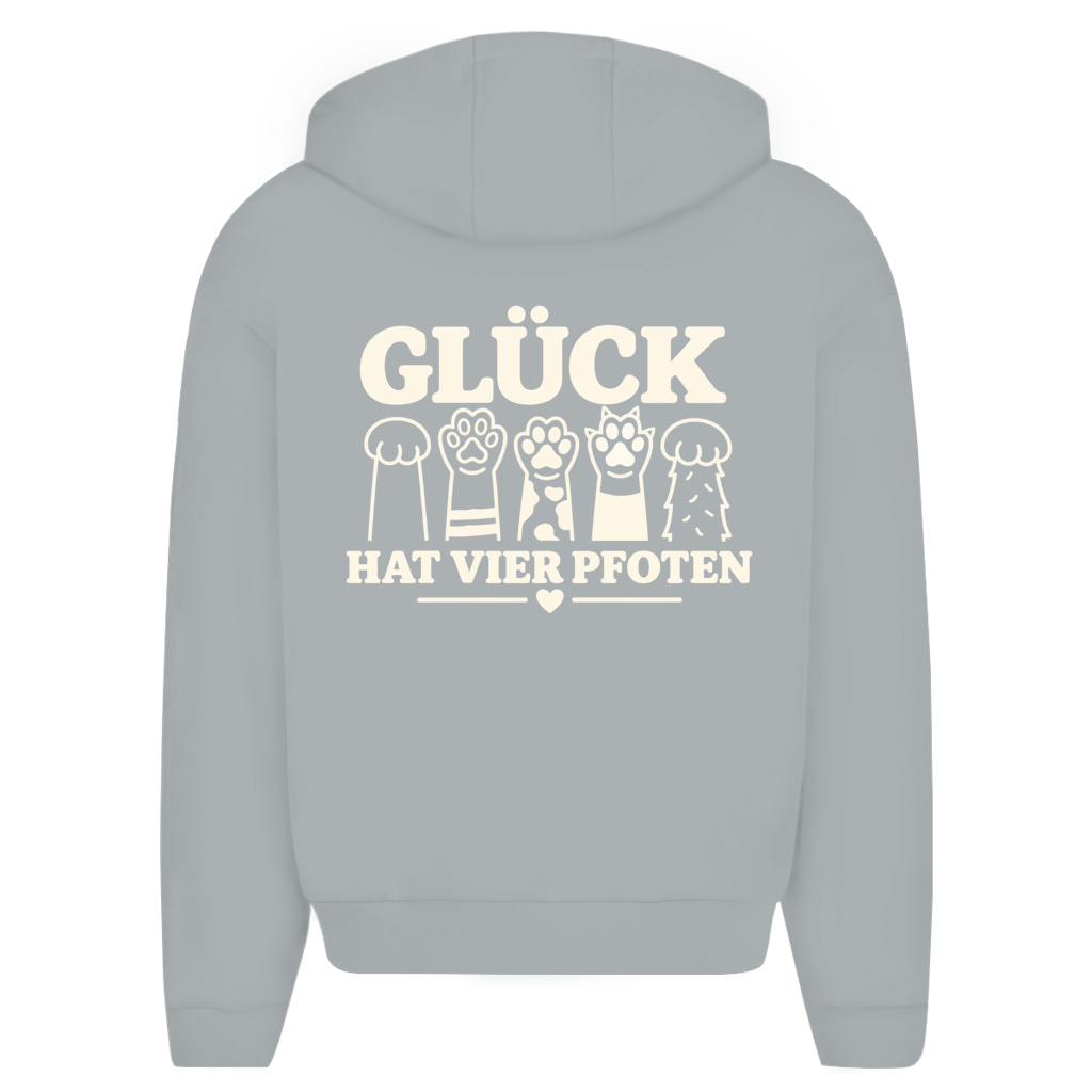 Glück hat vier Pfoten - Unisex  Oversize Zipper Hoodie