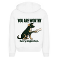 YOU ARE WORTHY. Every single step. - Unisex Oversize Zipper Hoodie