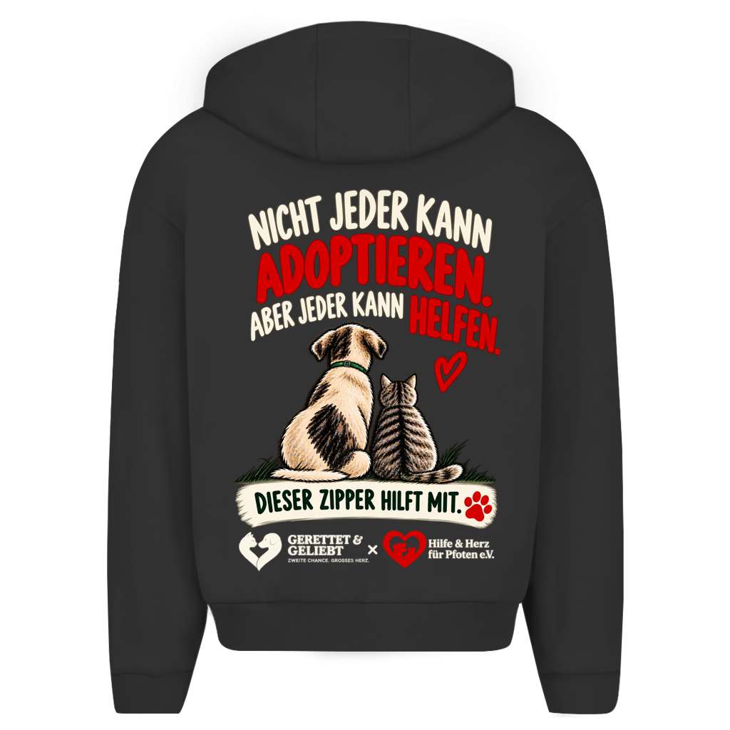 Jeder kann helfen - Unisex Oversize Zipper Hoodie (dunkle Farben)