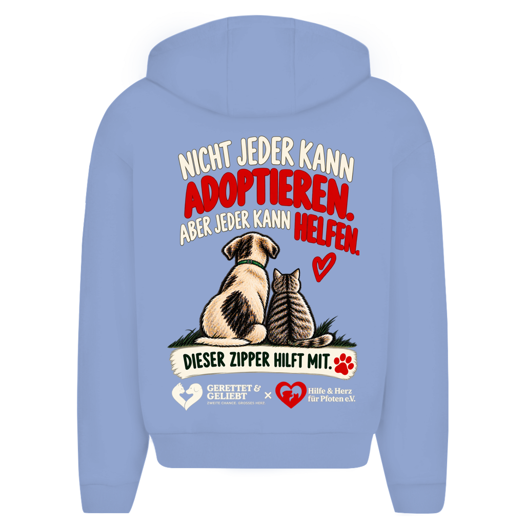 Jeder kann helfen - Unisex Oversize Zipper Hoodie (dunkle Farben)