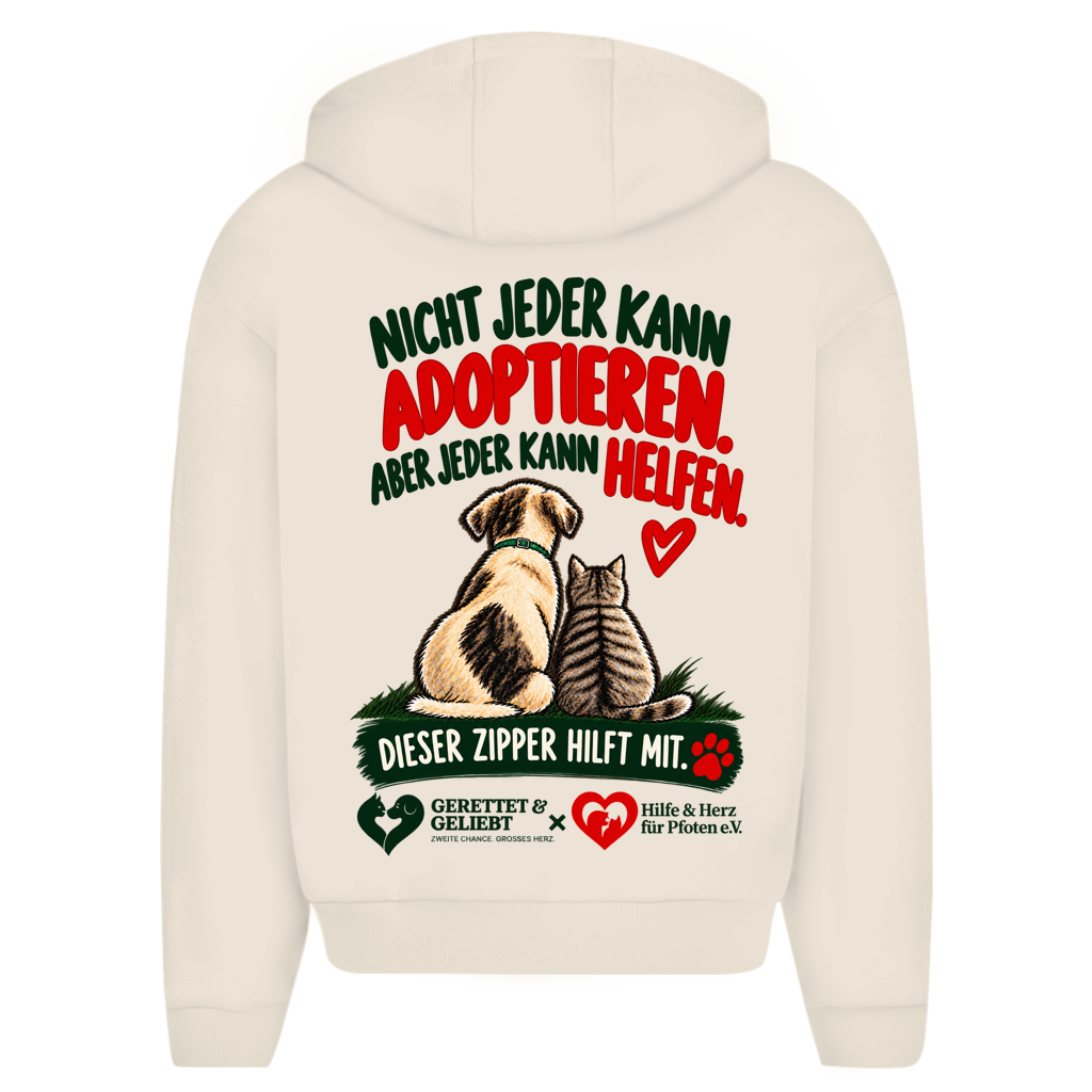 Jeder kann helfen - Unisex Oversize Zipper Hoodie (helle Farben)