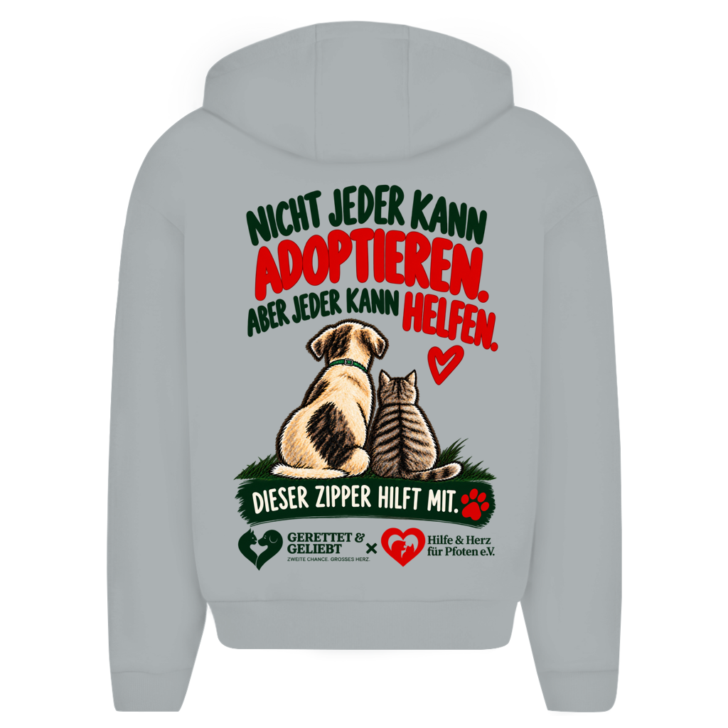 Jeder kann helfen - Unisex Oversize Zipper Hoodie (helle Farben)
