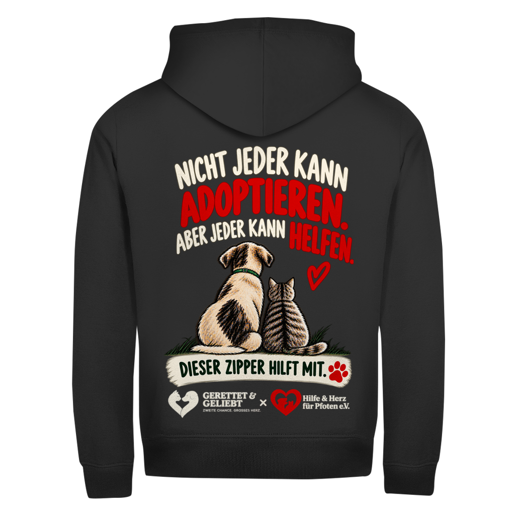 Jeder kann helfen – Zipper Hoodie Herren | XL bis 5XL (dunkle Farben)