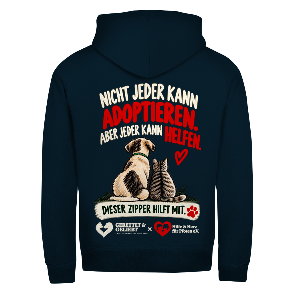 Jeder kann helfen – Zipper Hoodie Herren | XL bis 5XL (dunkle Farben)