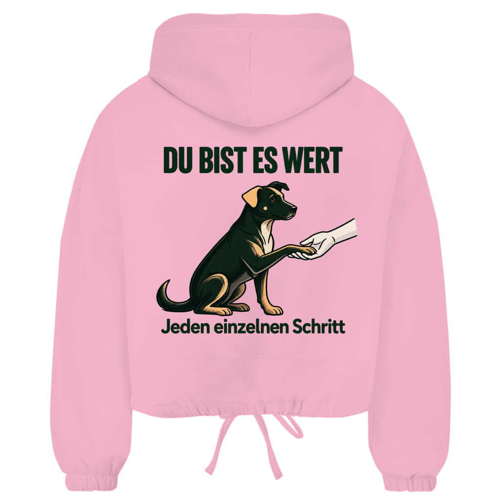 Du bist es wert – Cropped Oversize Hoodie Damen