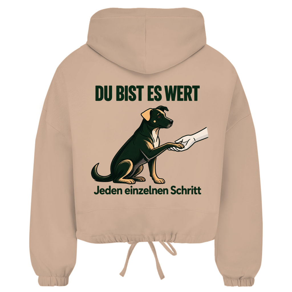 Du bist es wert – Cropped Oversize Hoodie Damen