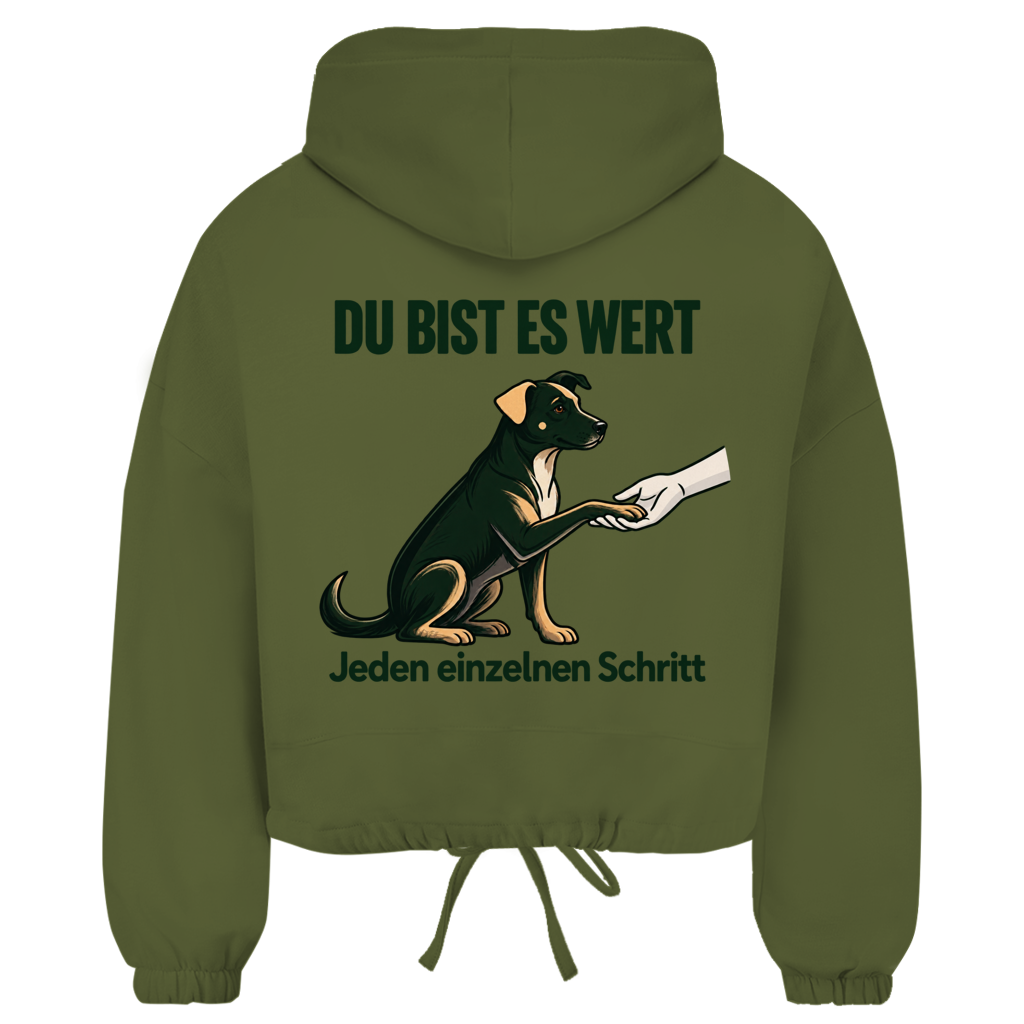 Du bist es wert – Cropped Oversize Hoodie Damen