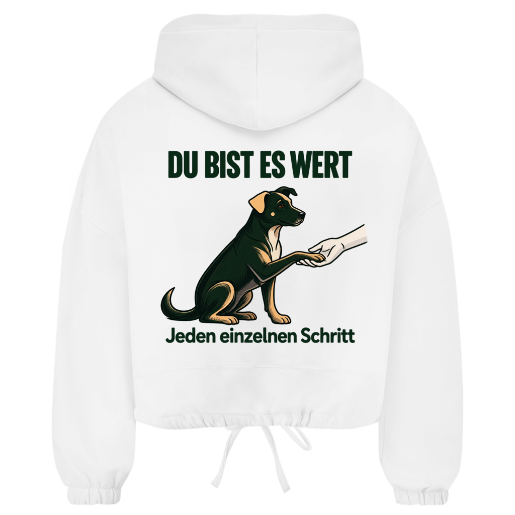 Du bist es wert – Cropped Oversize Hoodie Damen