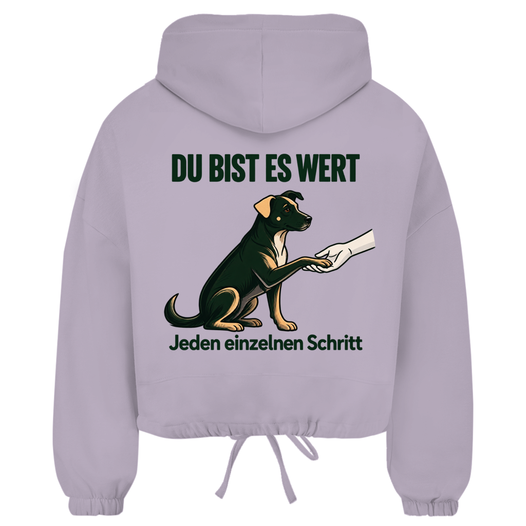 Du bist es wert – Cropped Oversize Hoodie Damen