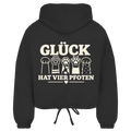 Glück hat vier Pfoten – Cropped Oversize Hoodie Damen