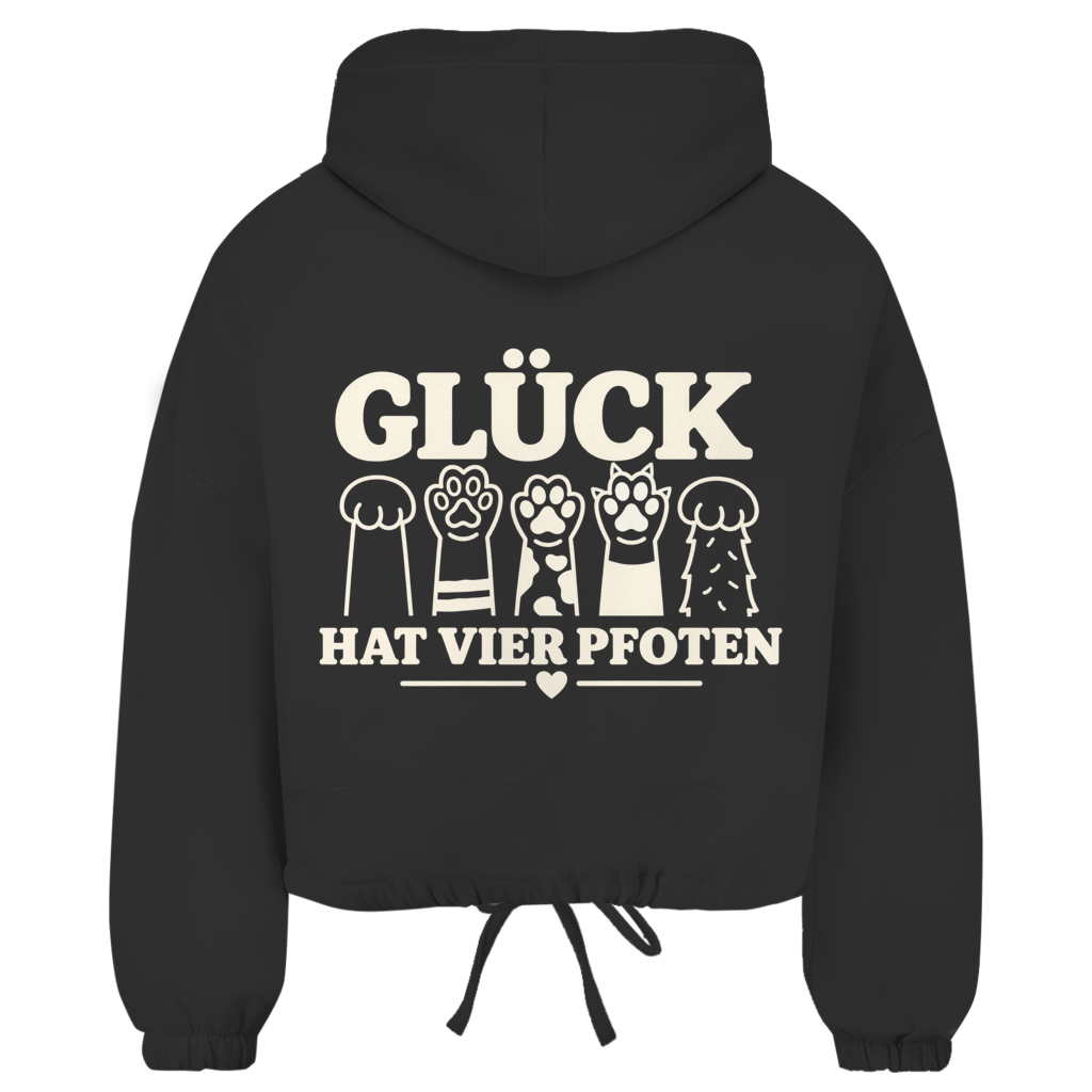 Glück hat vier Pfoten – Cropped Oversize Hoodie Damen