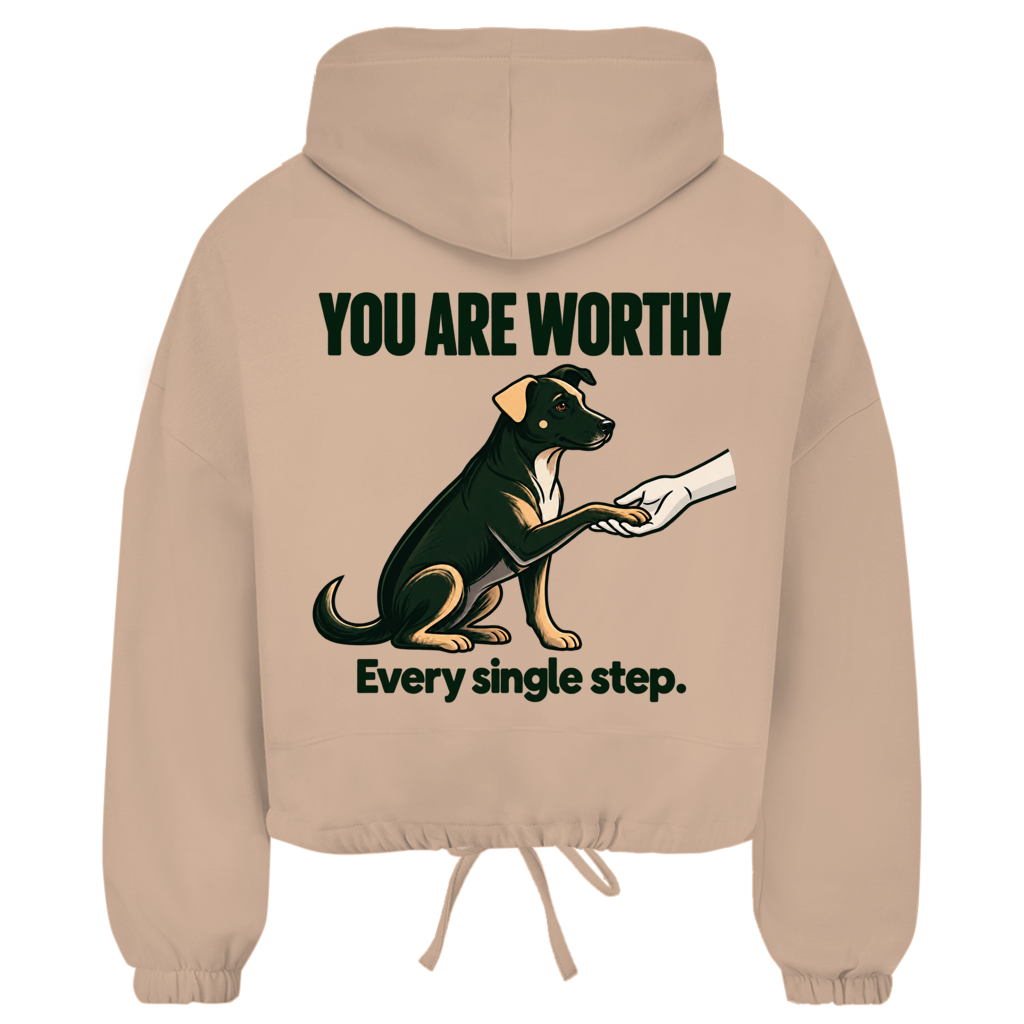 You are Worthy – Cropped Oversize Hoodie Damen