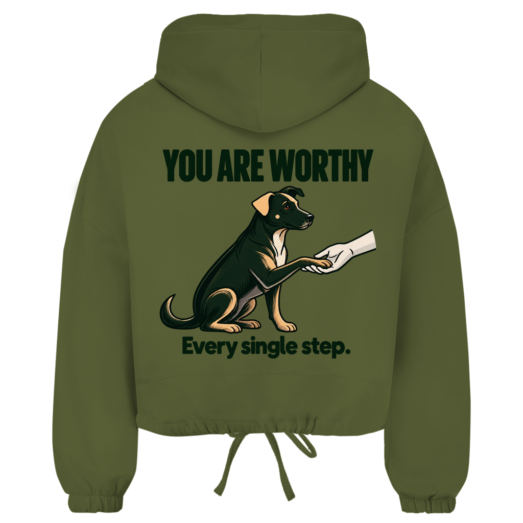 You are Worthy – Cropped Oversize Hoodie Damen