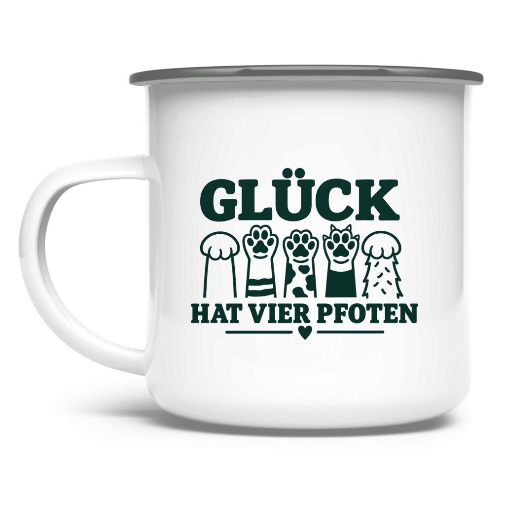 Glück hat vier Pfoten – Emaille-Tasse