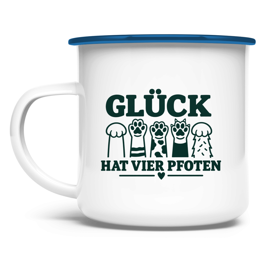 Glück hat vier Pfoten – Emaille-Tasse