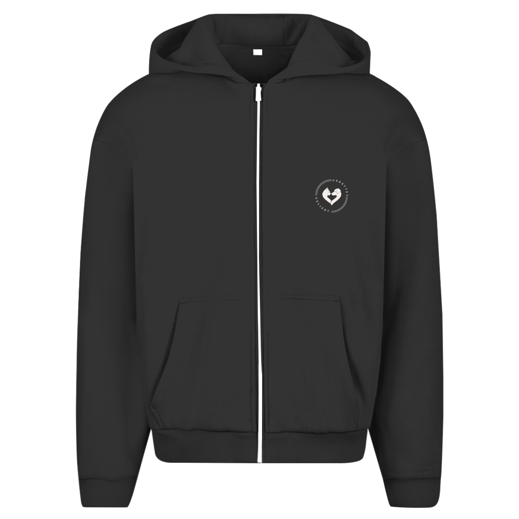 Du hast mich gesehen (sitzendes Kätzchen) - Unisex Oversize Zipper Hoodie