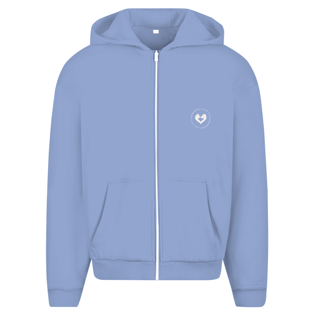 Du hast mich gesehen (sitzendes Kätzchen) - Unisex Oversize Zipper Hoodie