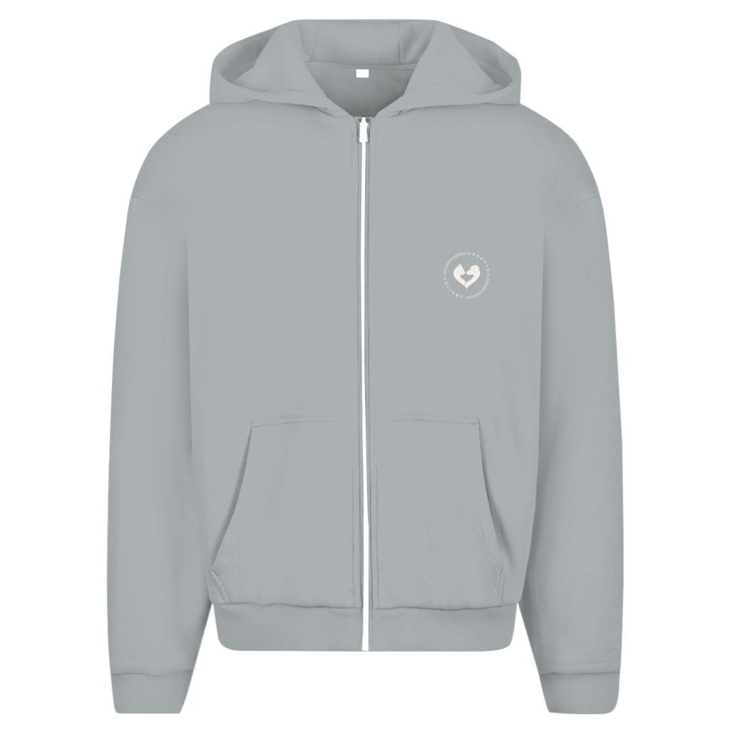 Du hast mich gesehen (sitzendes Kätzchen) - Unisex Oversize Zipper Hoodie