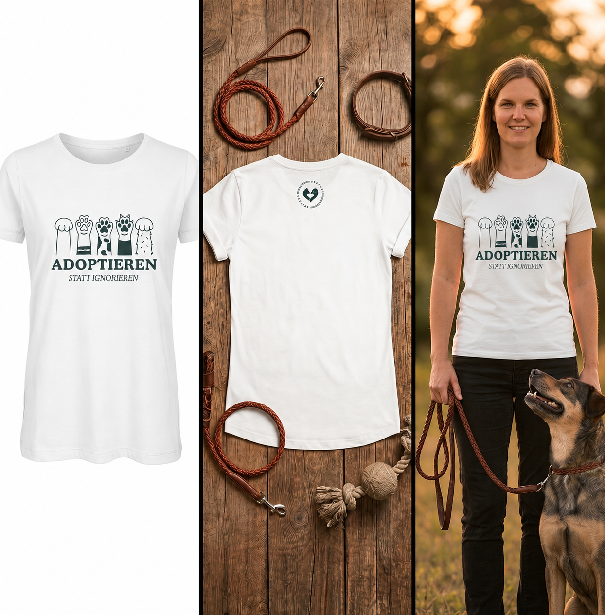 Adoptieren statt ignorieren – Premium Bio T-Shirt Damen
