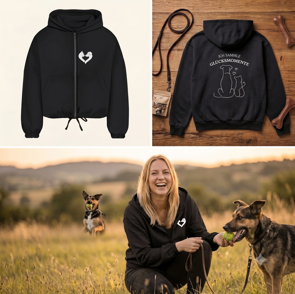 Glücksmomente – Premium Bio Zip-Hoodie Damen