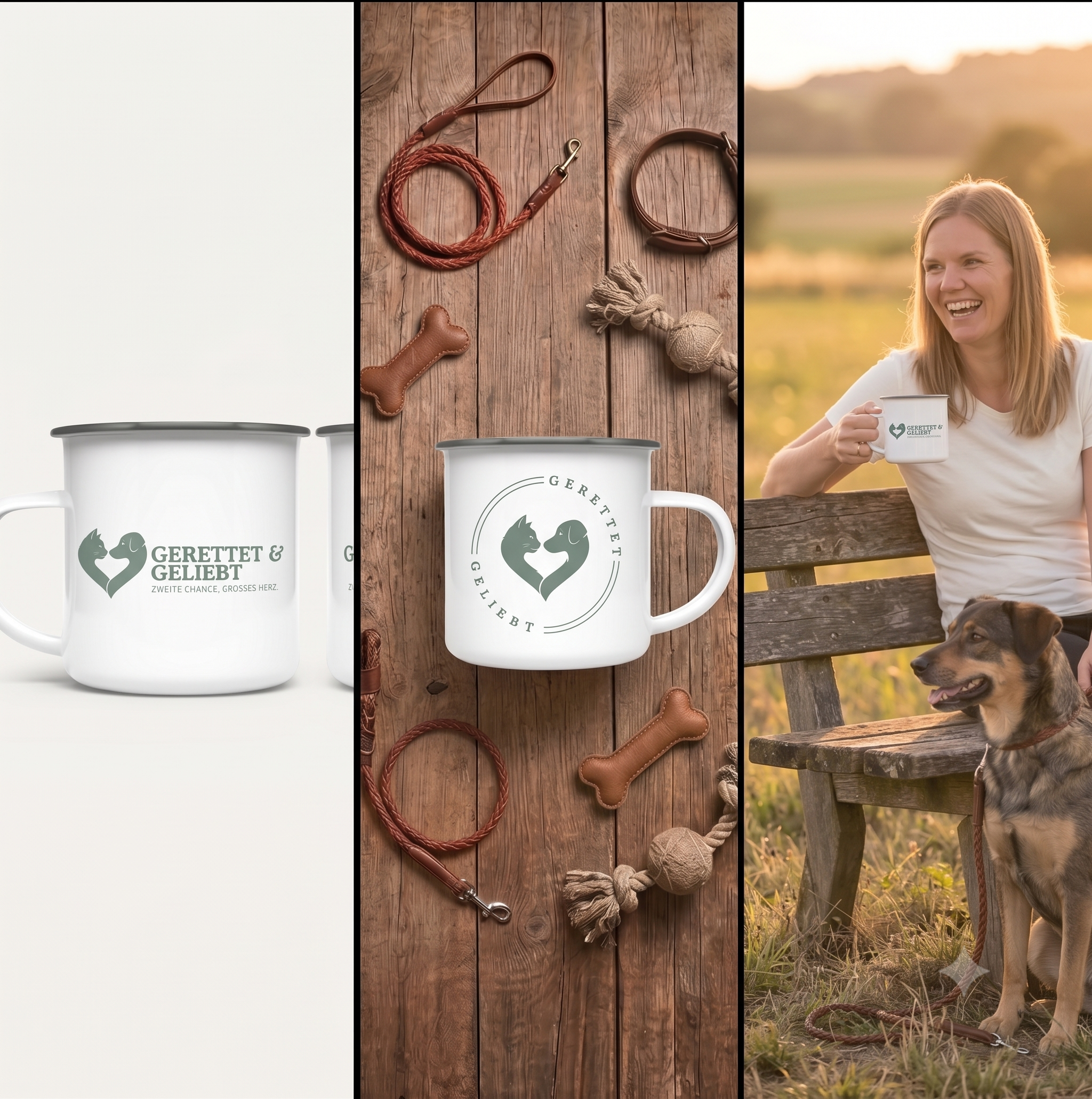 Gerettet & Geliebt – Emaille-Tasse