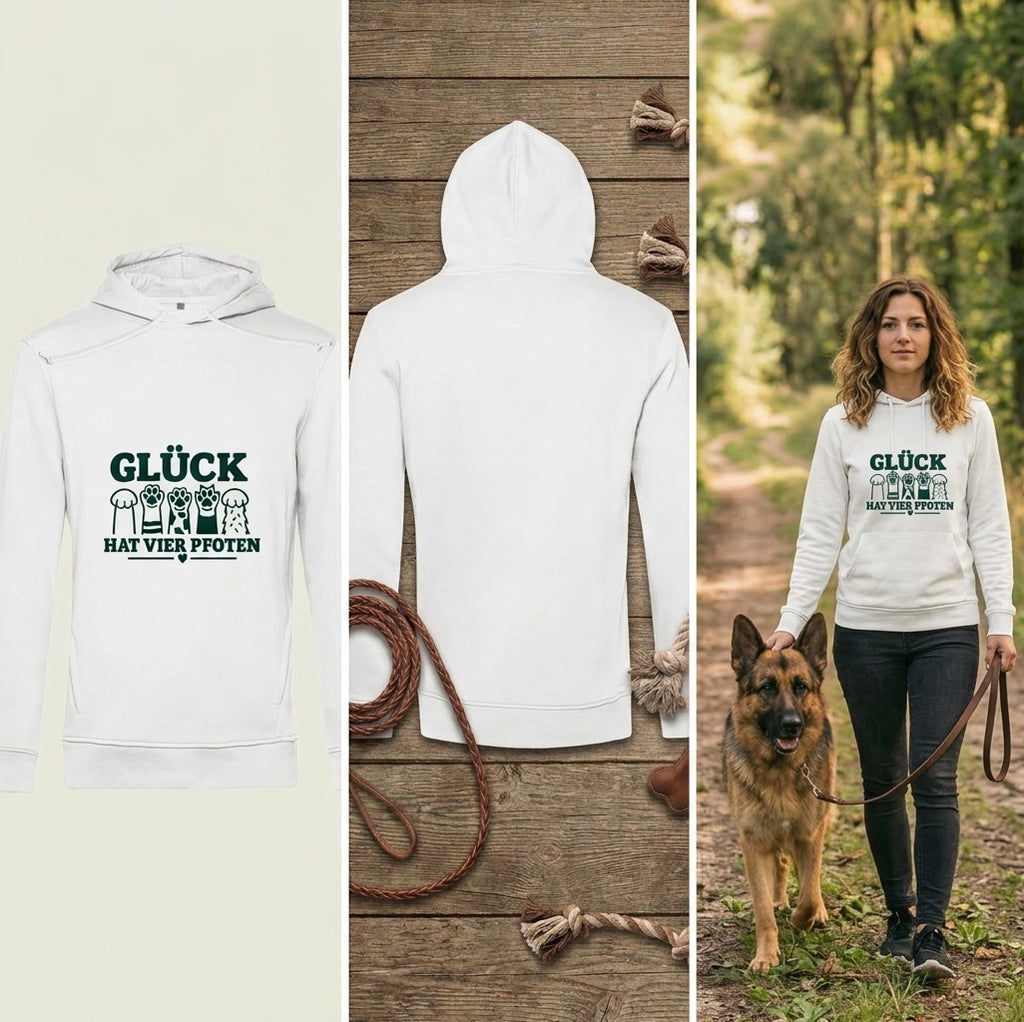 Glück hat vier Pfoten - Unisex Premium Bio Hoodie