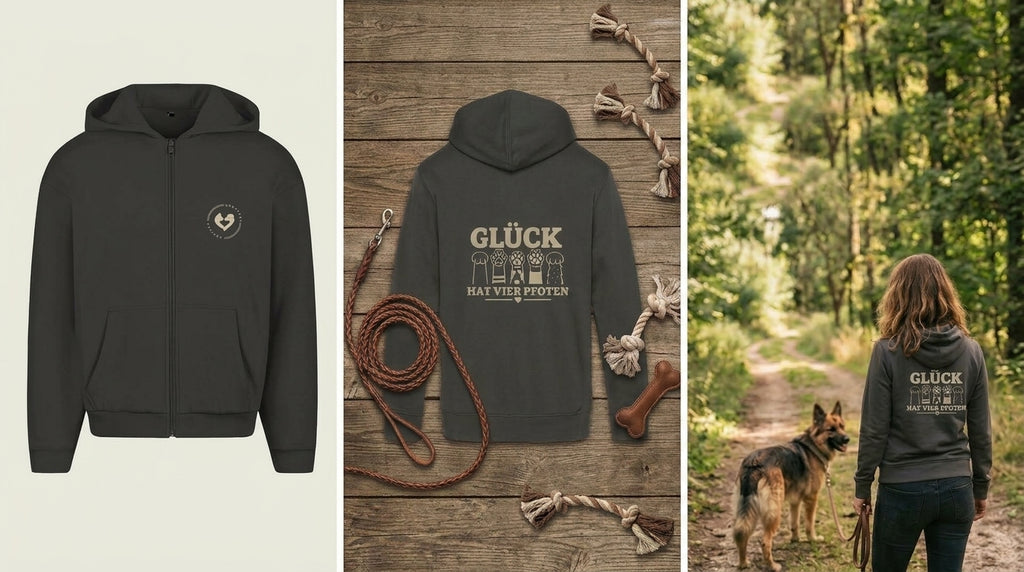 Glück hat vier Pfoten - Unisex  Oversize Zipper Hoodie
