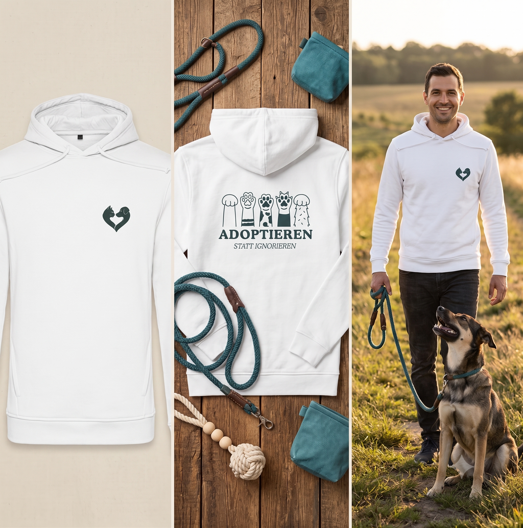 Adoptieren statt ignorieren – Premium Bio Hoodie Herren