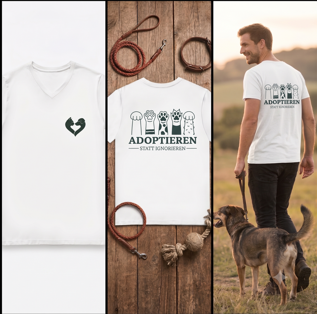 Adoptieren statt Ignorieren - Premium Bio V-Neck Herren