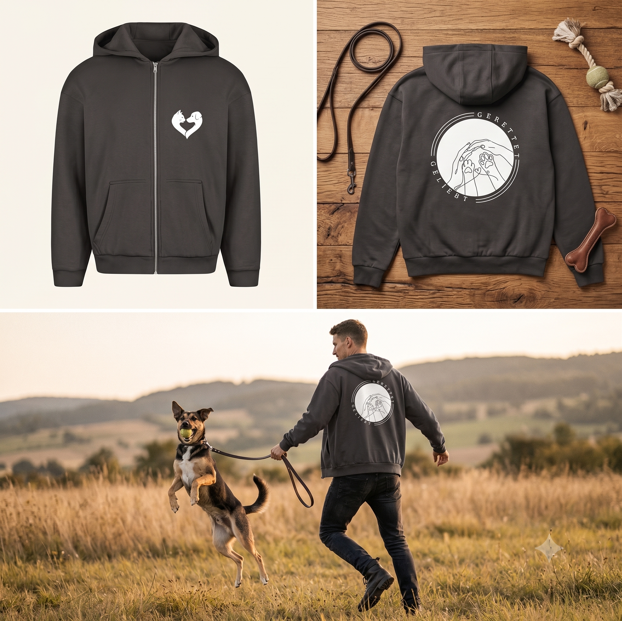 Hand & Pfote – Premium Bio Zip-Hoodie Herren