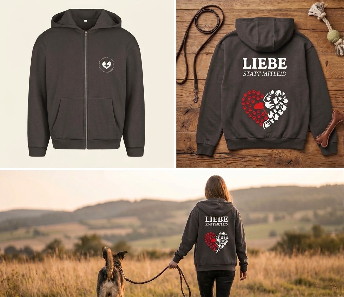 Liebe statt Mitleid - Unisex Oversize Zipper Hoodie