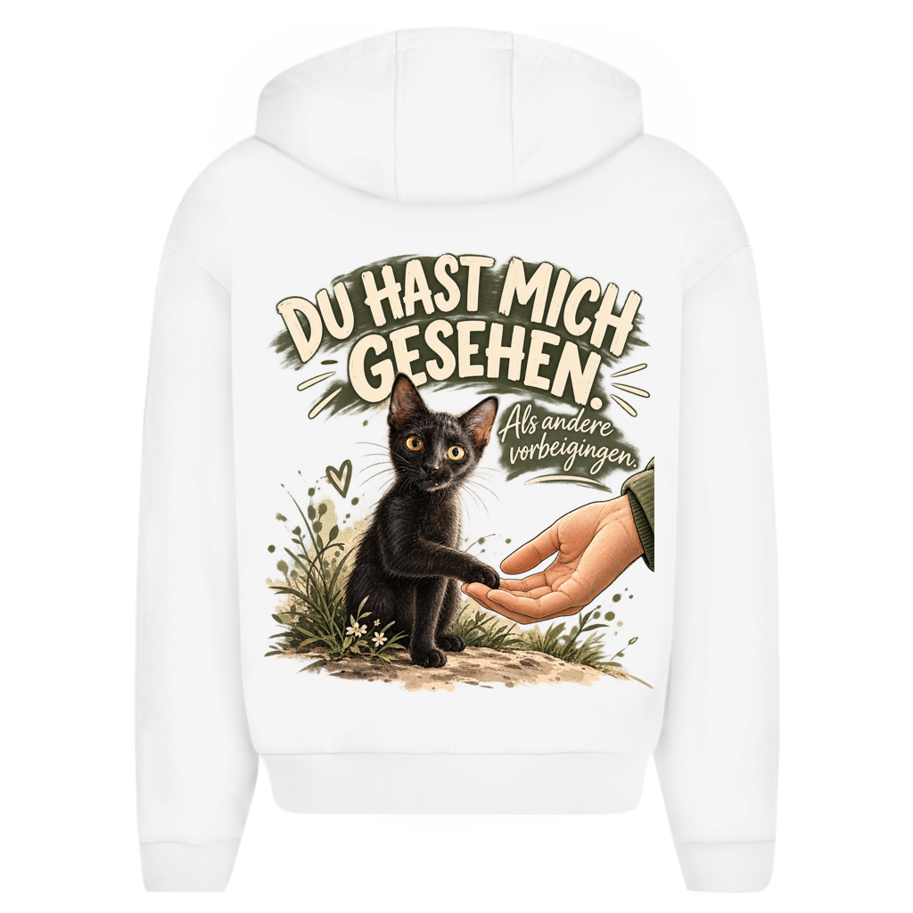 Du hast mich gesehen (sitzendes Kätzchen) - Unisex Oversize Zipper Hoodie
