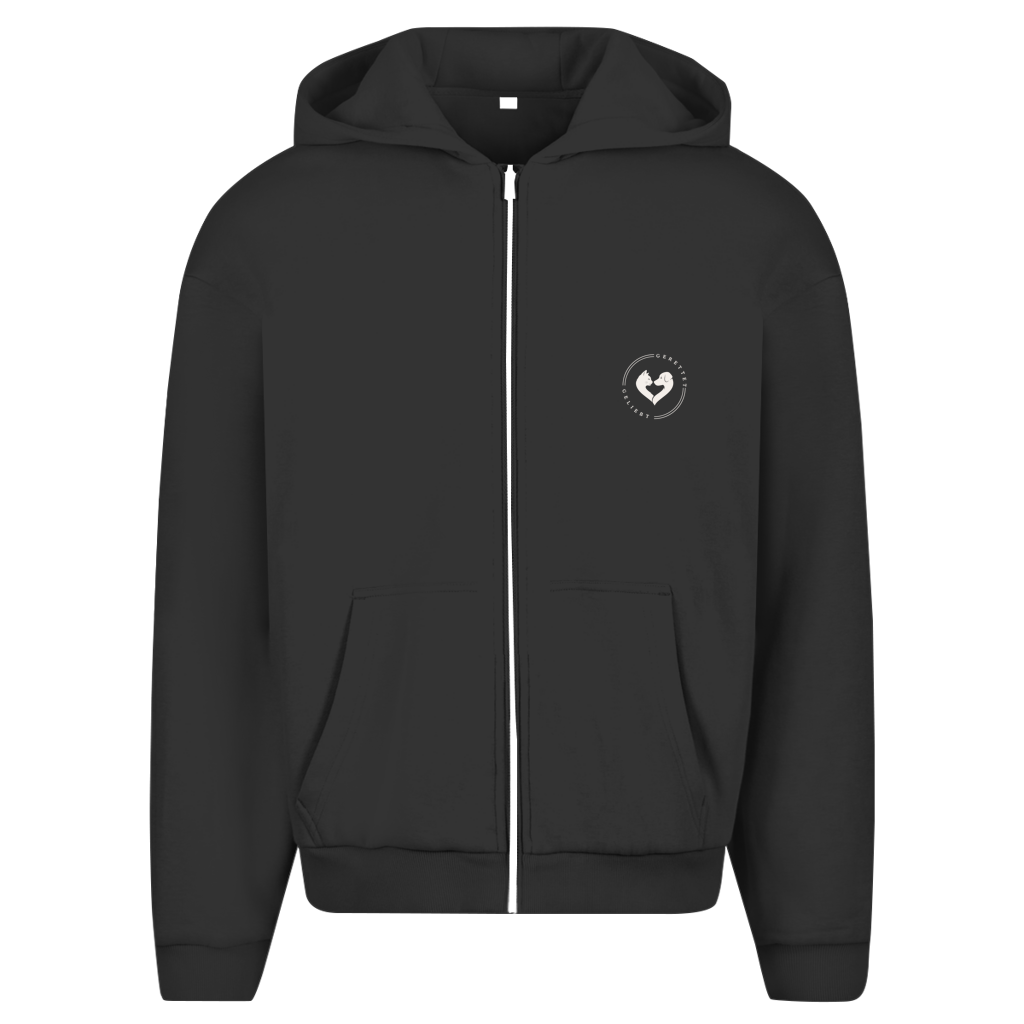 Du hast mich gesehen (sitzendes Kätzchen) - Unisex Oversize Zipper Hoodie