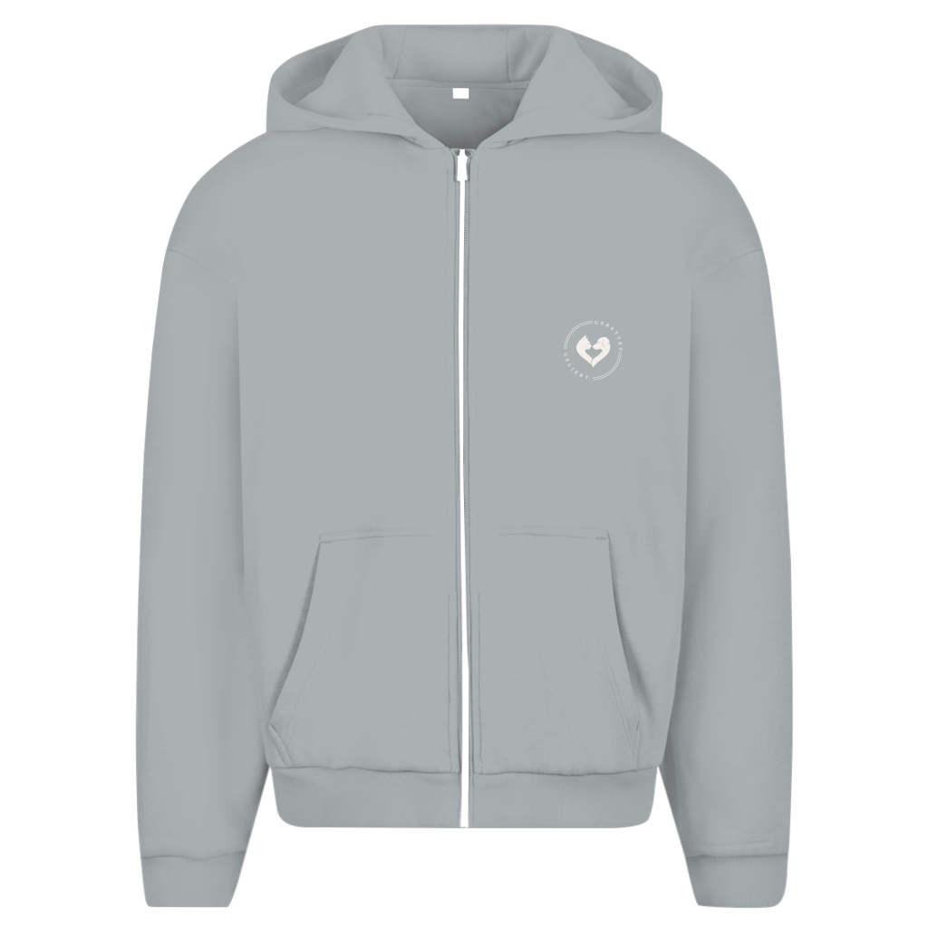 Du hast mich gesehen (sitzendes Kätzchen) - Unisex Oversize Zipper Hoodie