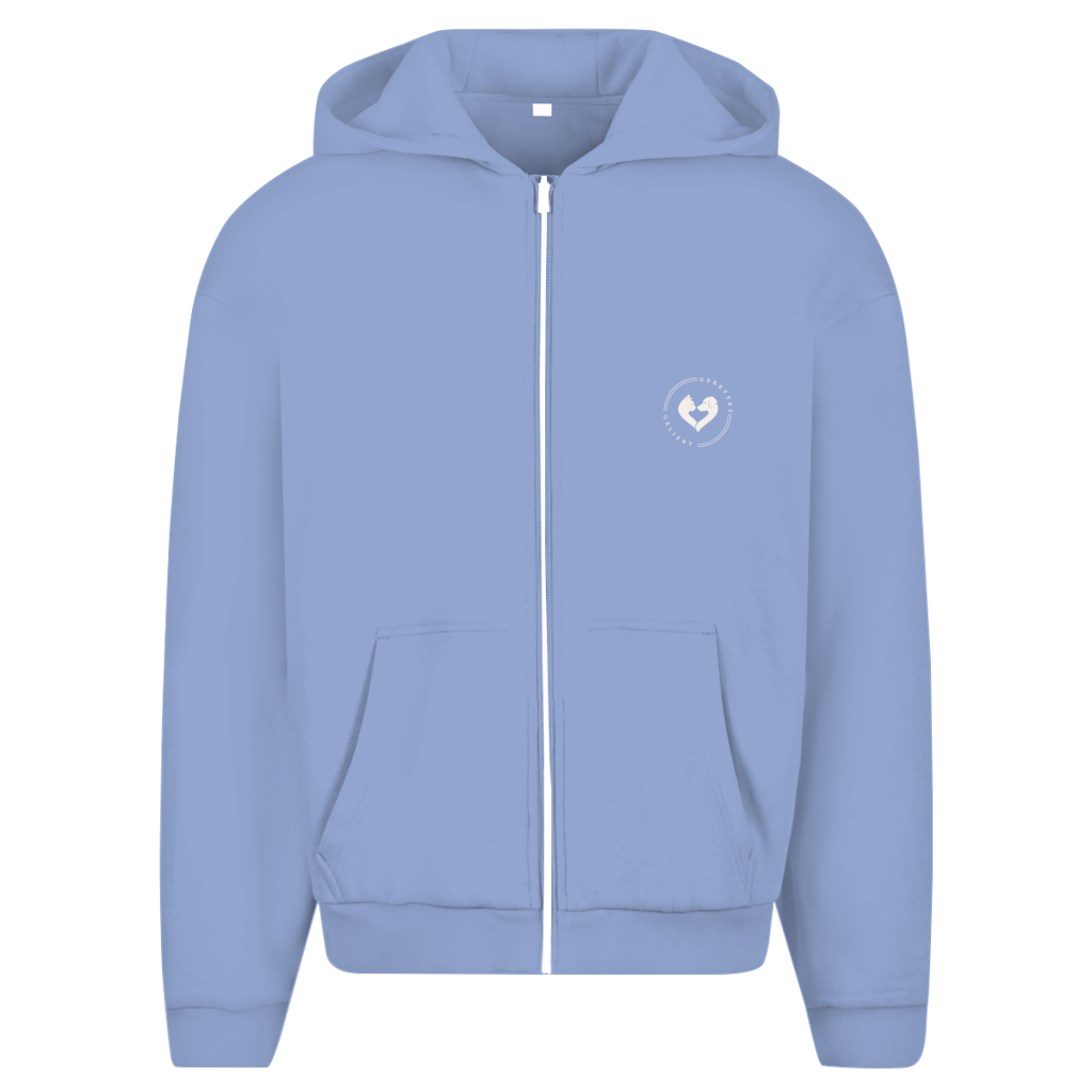 Du hast mich gesehen (sitzendes Kätzchen) - Unisex Oversize Zipper Hoodie